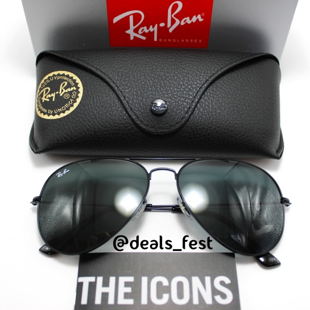 Model Display Ray-Ban Aviator Black RB3025 - Picture 14 of 17